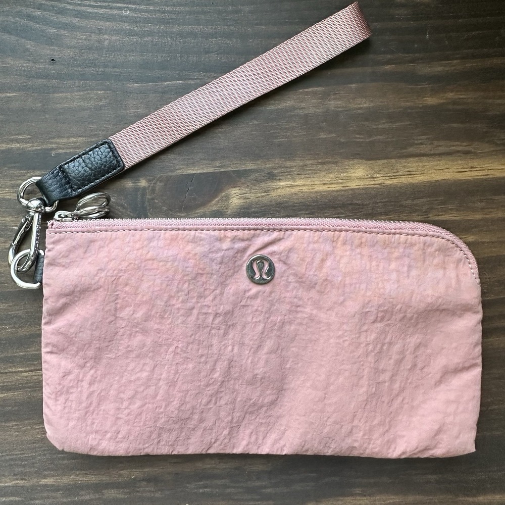 Lululemon Now And Always Travel Pouch Clutch Double Zipper Wristlet Mauve Pink